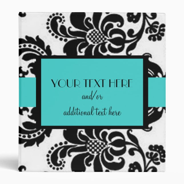 Aqua Teal Damask Binder (Front)