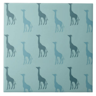 Aqua Teal Giraffe Animal Tile