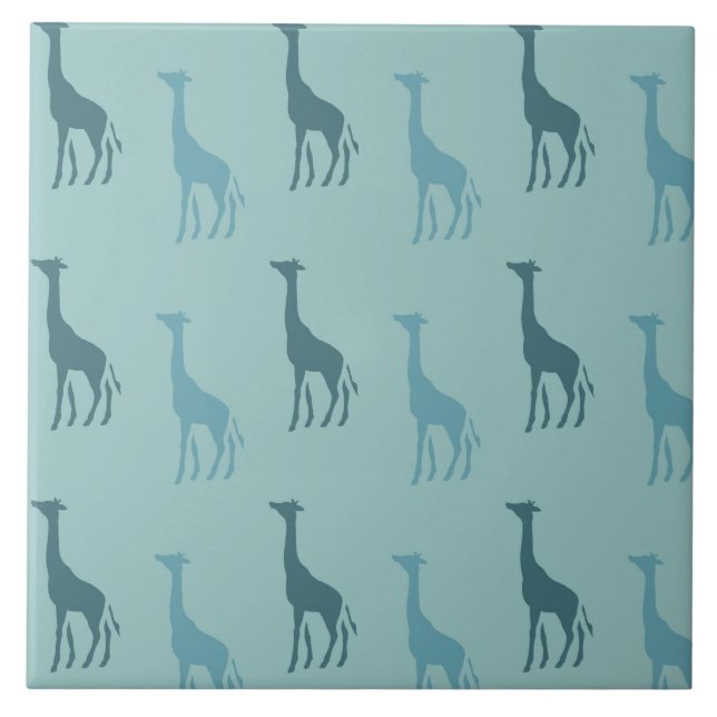 Aqua Teal Giraffe Animal Tile (Front)