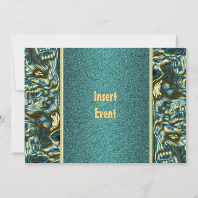 Aqua teal gold formal party invitation (Front)