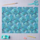 Aqua Teal Gold Watercolor Mosaic Sea Glass