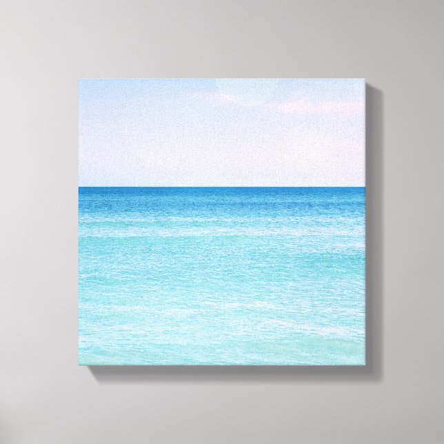 Aqua Teal Lavender Ocean Waves Tropical Beach Canvas Print (Front)