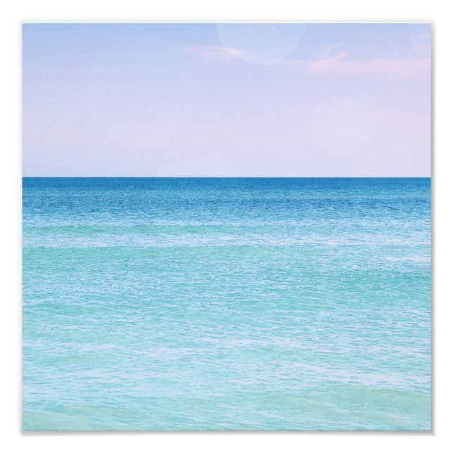 Aqua Teal Lavender Ocean Waves Tropical Beach Photo Print (Front)