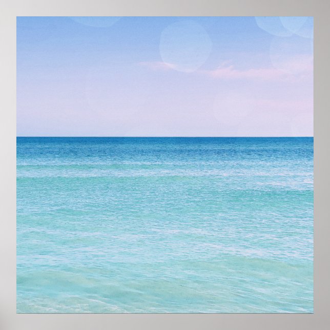 Aqua Teal Lavender Ocean Waves Tropical Beach Poster (Front)
