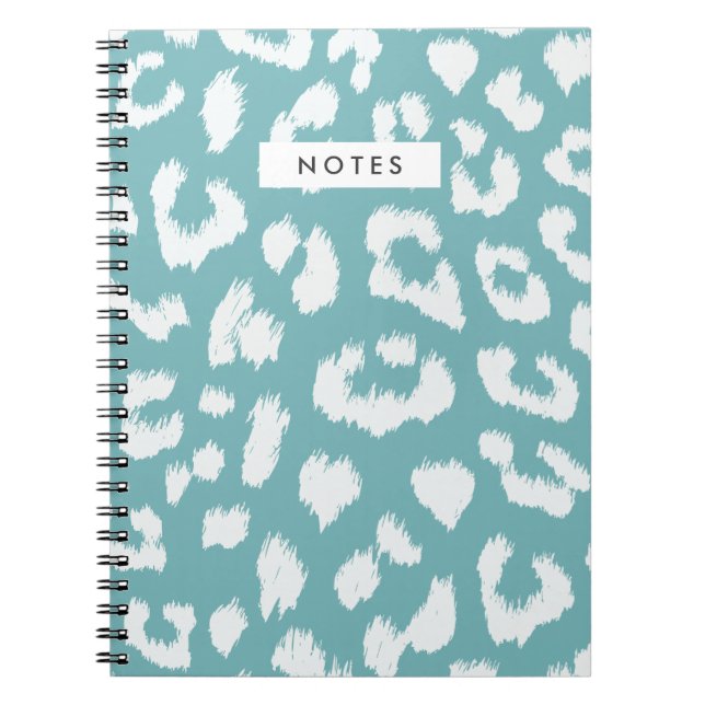 Aqua Teal Leopard Print Notebook (Front)