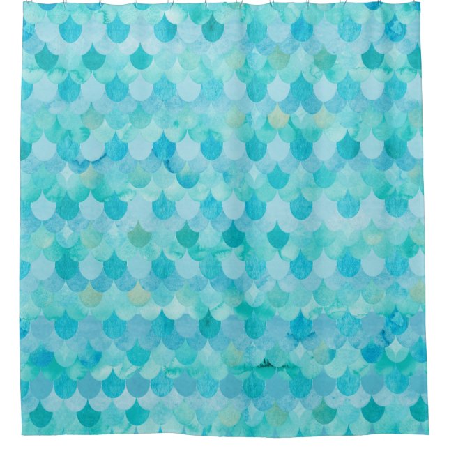 Aqua Teal Mermaid Scales Fish Scales Pattern (Front)