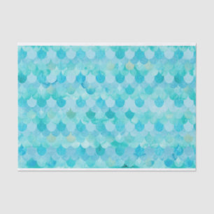 Aqua Teal Mermaid Scales Fish Scales Pattern Tissue Paper