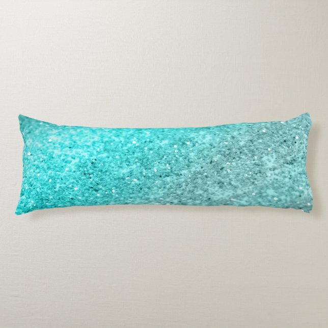Aqua Teal Ocean Glitter #1 Body Pillow (Front)