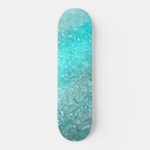 Aqua Teal Ocean Glitter #1 Skateboard