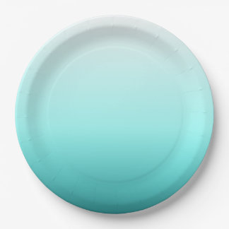 Aqua Teal Ombre Gradient Paper Plate