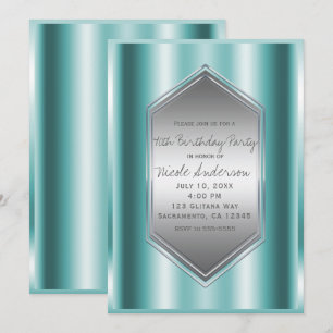 Aqua Teal Shine Glamour Birthday Party Any Event Invitation
