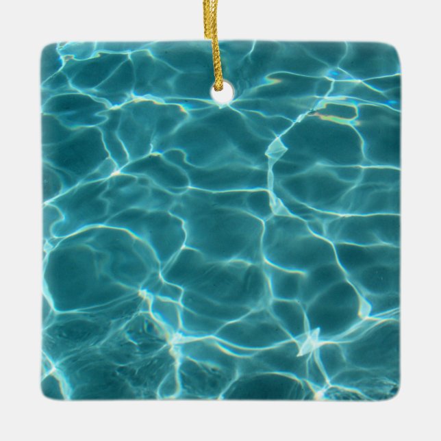 Aqua Teal Swimming Pool Photo Ceramic Ornament (Front)