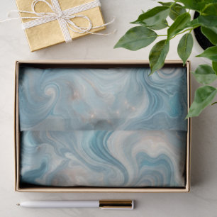 Aqua Teal Turquoise Blue White Silver Marble Tissue Paper