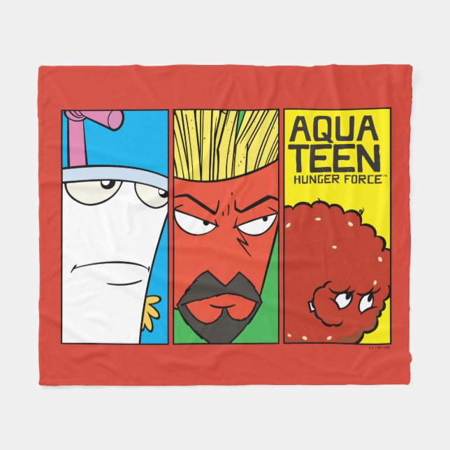 Aqua Teen Hunger Force Character Panel Graphic Fleece Blanket (Front (Horizontal))