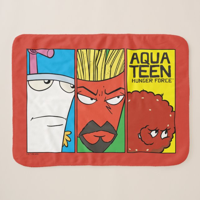 Aqua Teen Hunger Force Character Panel Graphic Sherpa Blanket (Front (Horizontal))