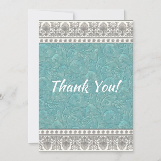Aqua Texture Thank You Card (Front)