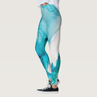 Aqua texture with gold threads leggings