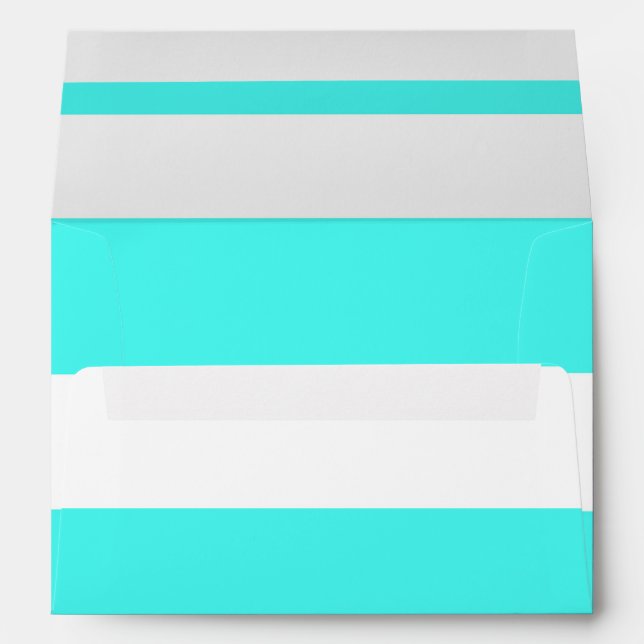 Aqua Thick Chunky Stripes Modern Party Invitation Envelope (Back (Bottom))