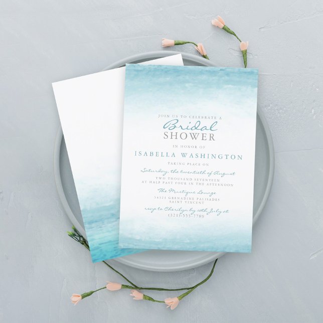 Aqua Tides | Watercolor Bridal Shower Invitation (Creator Uploaded)