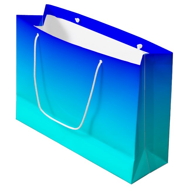 Aqua to Blue Gradient Large Gift Bag (Front Angled)