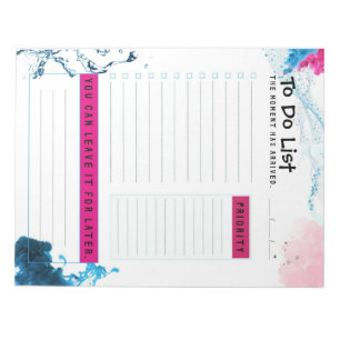 Aqua To Do List  Planner Azure and Pink Smoke Notepad