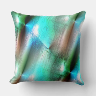 Aqua to wooded texture with digital rough and line throw pillow