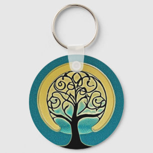 Aqua Tree of Life Keychain