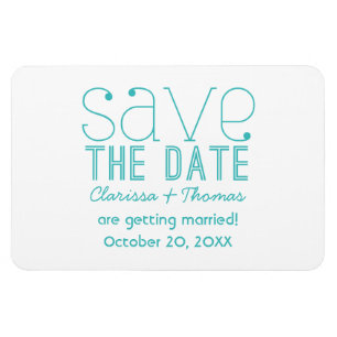 Aqua Trendy Typography Save the Date Magnet