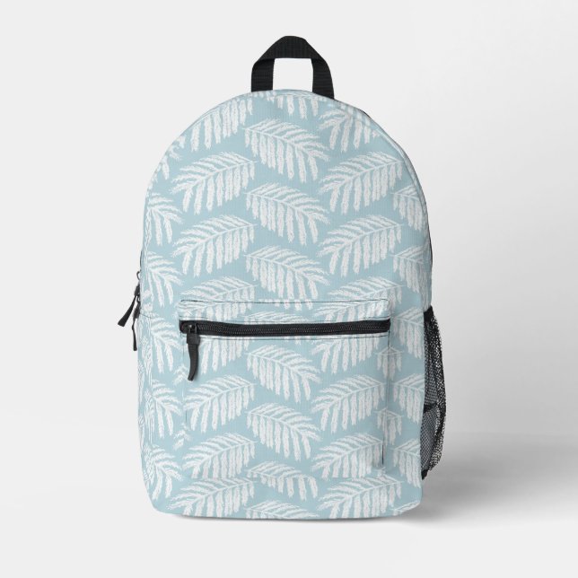 Aqua Tropical Leaves Printed Backpack (Front)