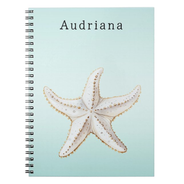 Aqua Tropical Palm Tree Personalized Name Notebook (Front)