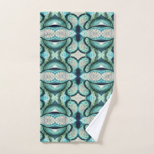 Aqua Turquoise Abstract Hand Towel