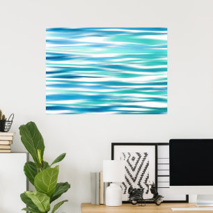 Aqua Turquoise Abstract Stripes Poster