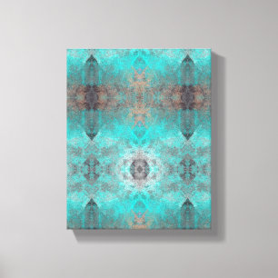 Aqua Turquoise and Grey Abstract Modern Stone look Canvas Print
