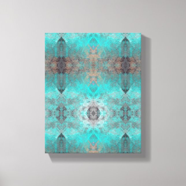 Aqua Turquoise and Grey Abstract Modern Stone look Canvas Print (Front)