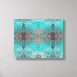 Aqua Turquoise and Grey Abstract Modern Stone look Canvas Print