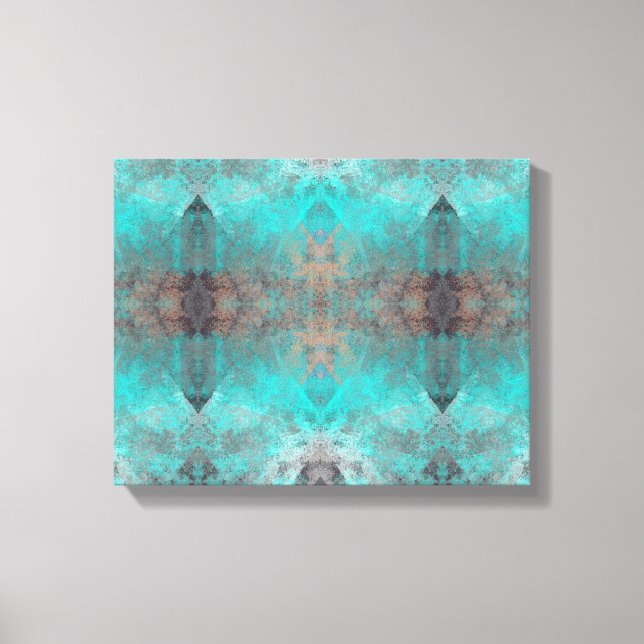 Aqua Turquoise and Grey Abstract Modern Stone look Canvas Print (Front)
