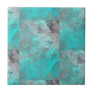 Aqua Turquoise and Grey Stone look Tile