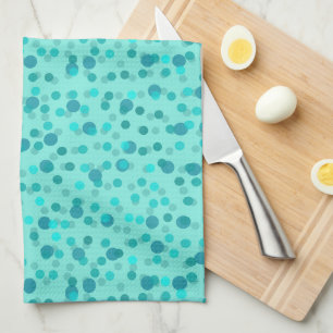 Aqua, turquoise and seafoam polka dots kitchen towel
