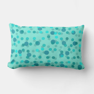 Aqua, turquoise and seafoam polka dots lumbar pillow