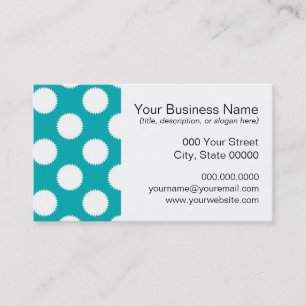 Aqua Turquoise and White Polka Dot Pattern Business Card