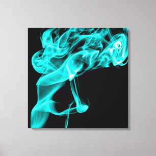 Aqua/Turquoise Black Modern Fractal Art Wall Decor