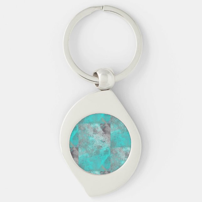Aqua Turquoise Blue and Grey Stone Keychain (Front)