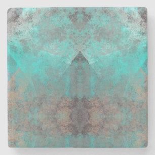 Aqua Turquoise Blue Gray Stone Coaster