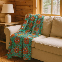 Aqua Turquoise Blue Orange Red Brown Tribe Art