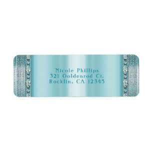 Aqua Turquoise Blue & Silver Diamond Bling Invitat