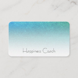 *~* AQUA TURQUOISE BLUE White Gradient Glitter Business Card