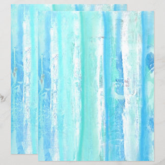 Aqua Turquoise Blue White Trees Scrapbook Paper