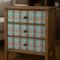 Aqua Turquoise Burnt Orange Taupe Brown Mosaic Art