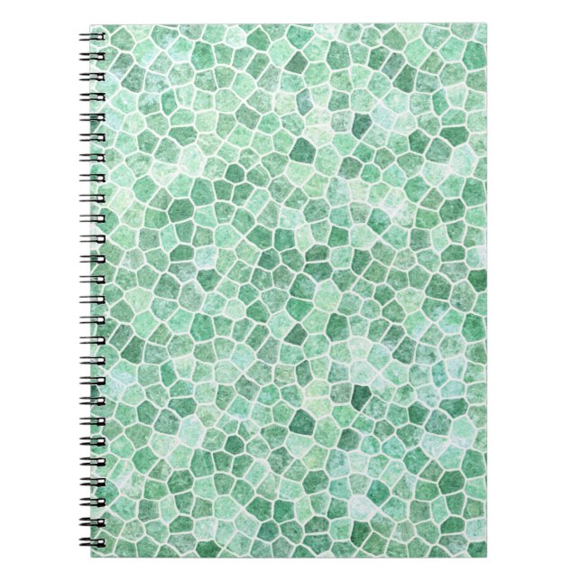Aqua Turquoise Cobbled Patchwork Terrazo Pattern Notebook (Front)