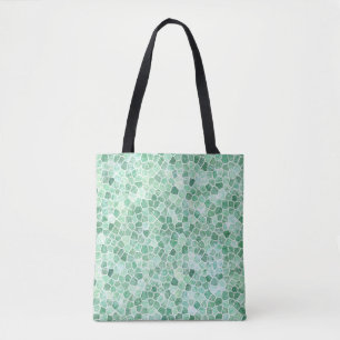 Aqua Turquoise Cobbled Patchwork Terrazo Pattern Tote Bag